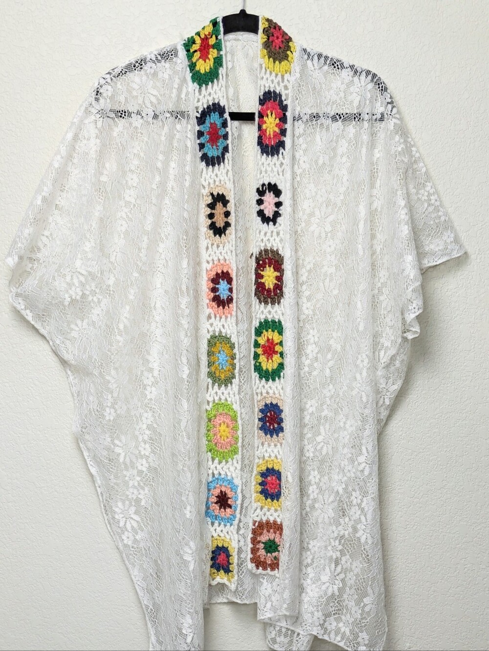 Handmade Granny Square Crochet And Lace Swim Cover Up
